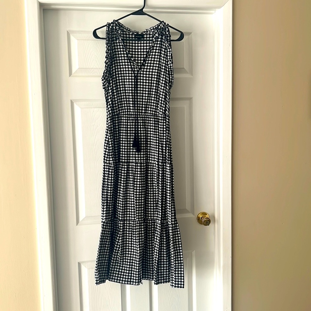 Who What Wear Black and White Gingham Tiered Maxi Dress